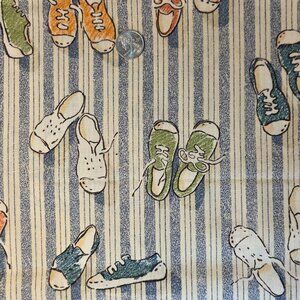 Vintage Braemore Novelty Fabric Retro Sneakers Blue Stripes 36" x 56" wide